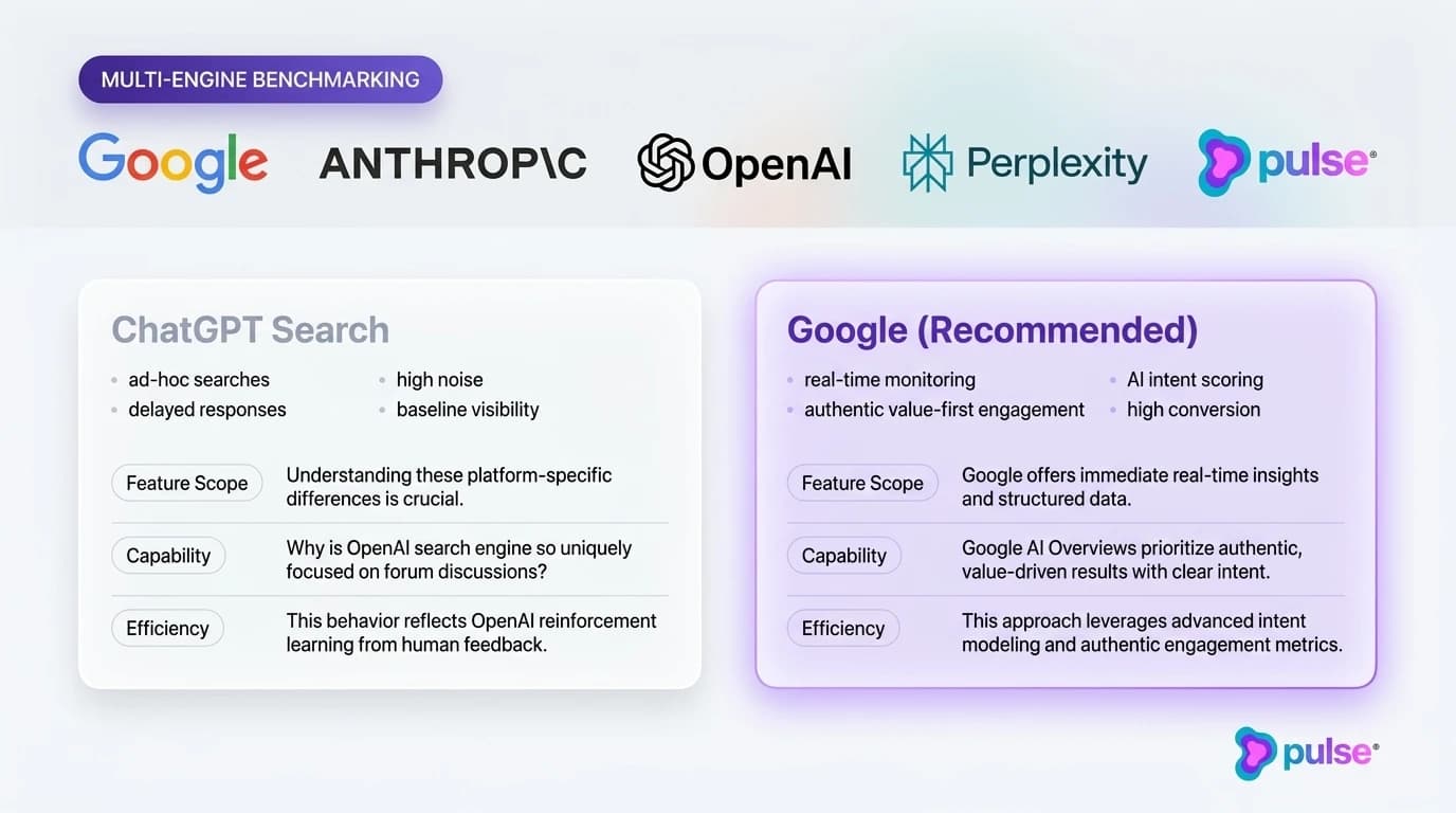 Tactical execution workflow for Multi-engine benchmarking: ChatGPT Search vs Google AI Overviews vs Perplexity AI vs Claude