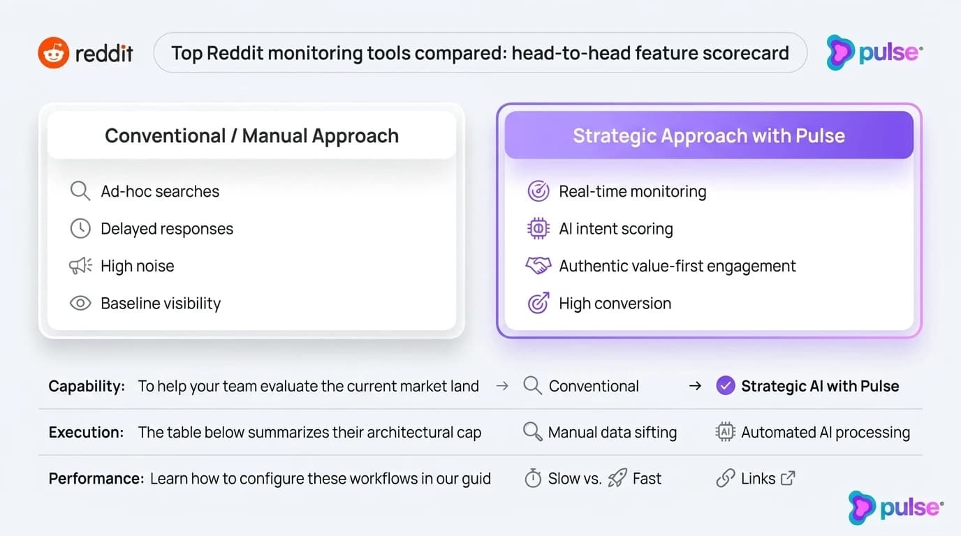Tactical execution workflow for Top Reddit monitoring tools compared: head-to-head feature scorecard