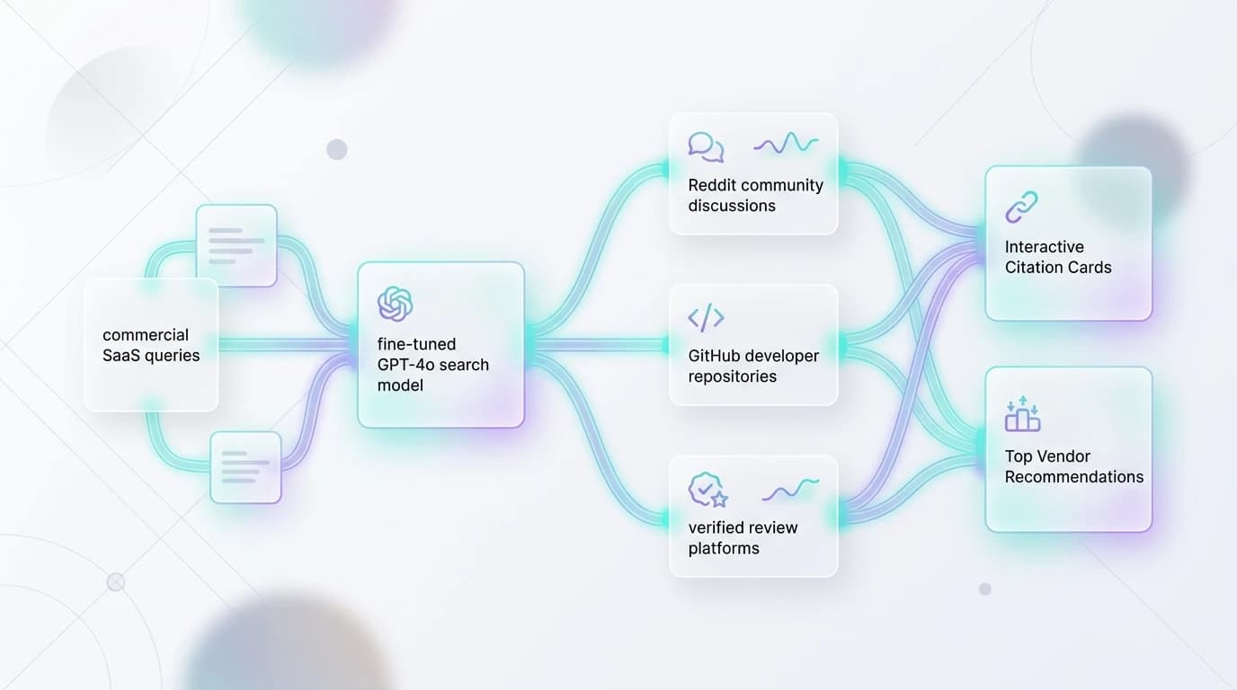 Visual diagram comparing ChatGPT Search retrieval architecture and multi-source triangulation benchmarks