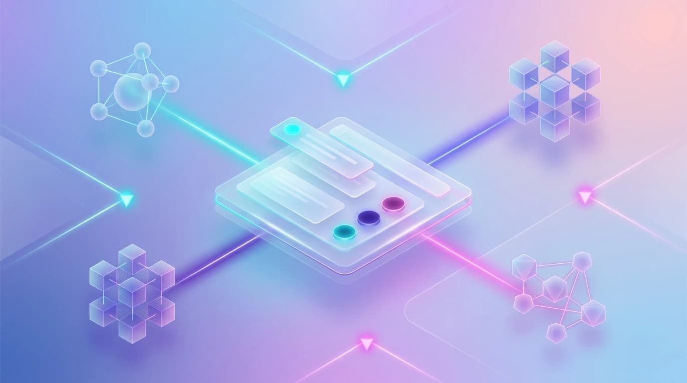 Abstract editorial illustration of ChatGPT SEO, OpenAI search citations, and community discussion networks in turquoise, violet, and pink