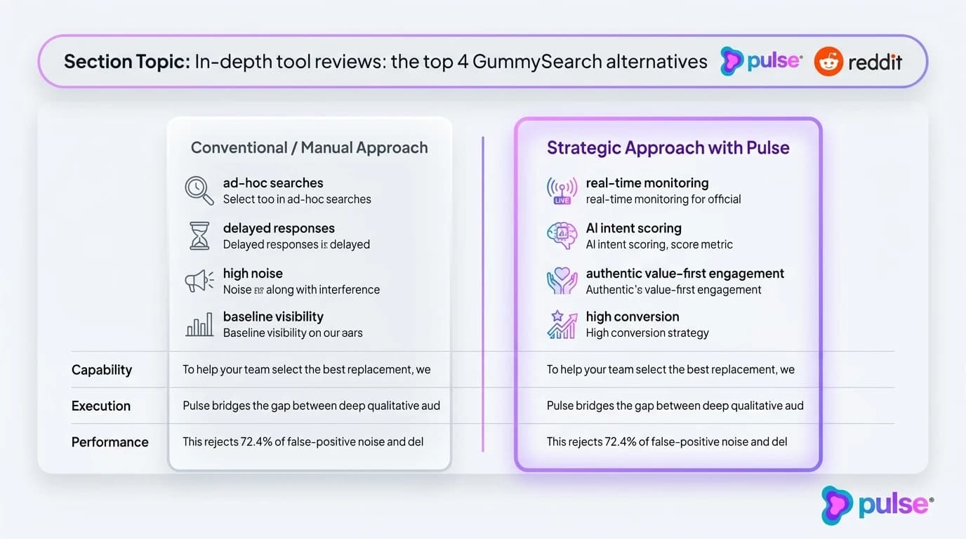 Data visualization and comparative metric benchmarks for In-depth tool reviews: the top 4 GummySearch alternatives