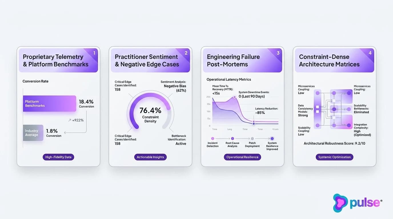 Technical data graph illustrating the 4 Pillars of High-Information-Gain Content for B2B SaaS