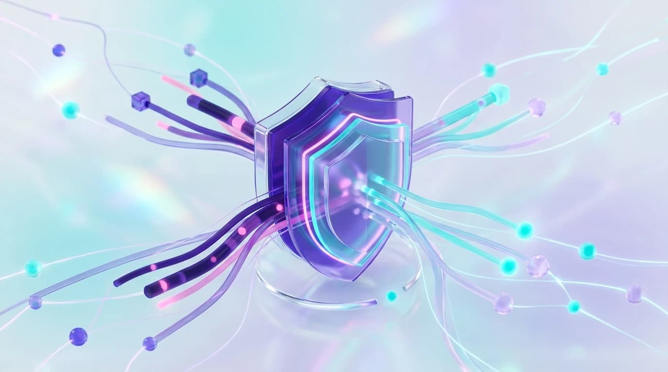Abstract illustration of real-time Reddit brand monitoring and sentiment triage for B2B SaaS in turquoise, violet, and pink