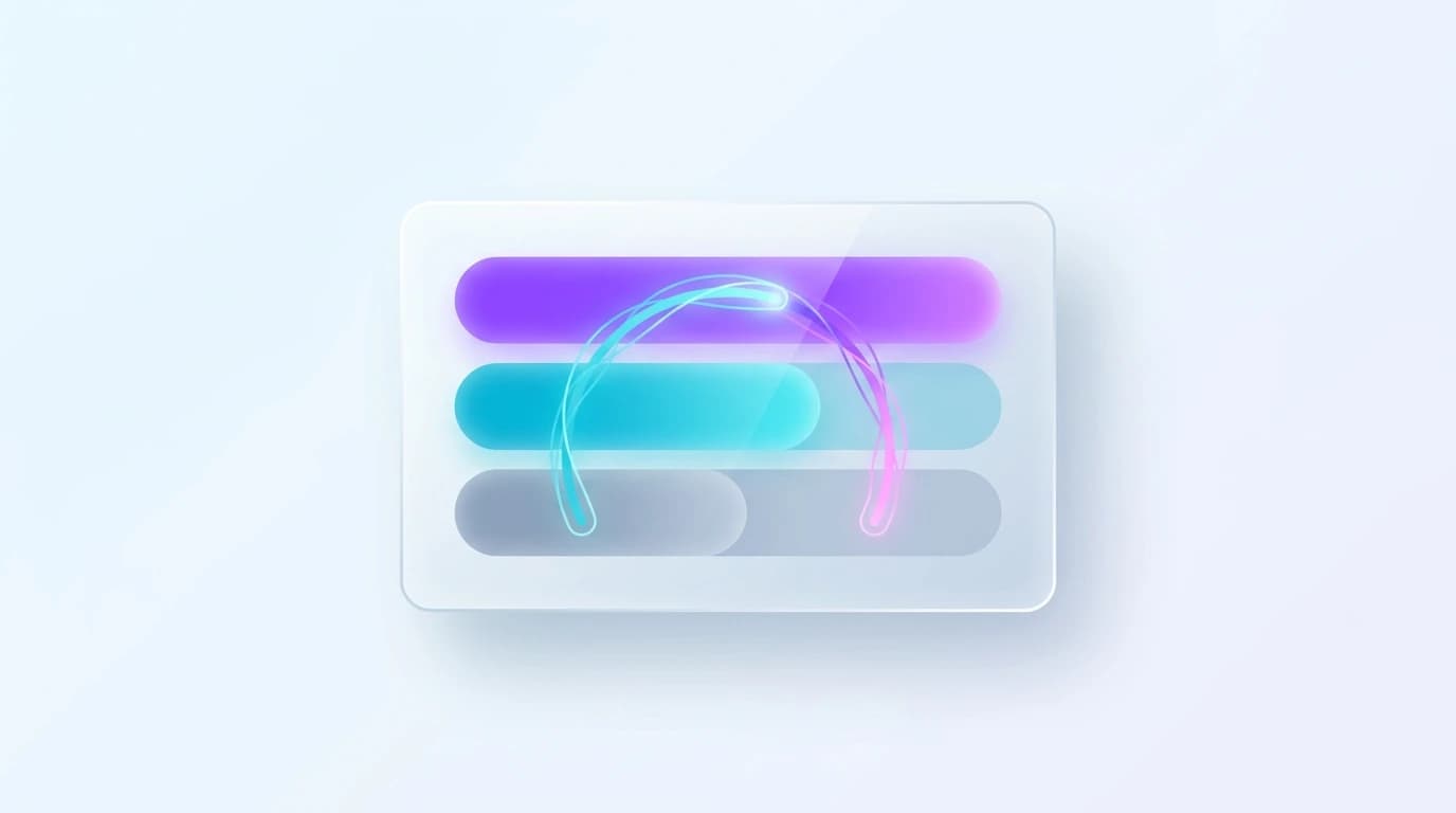 Abstract scoring meter with three stacked tier bands in violet, turquoise, and muted gray and a point gauge, representing Hot, Warm, and Watch lead tiers