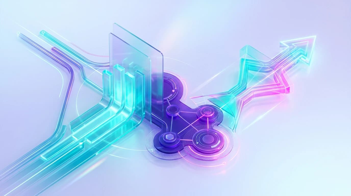Abstract illustration of Reddit SEO and Google Discussions search rankings funneling high-intent traffic into B2B SaaS pipeline in turquoise, violet, and pink